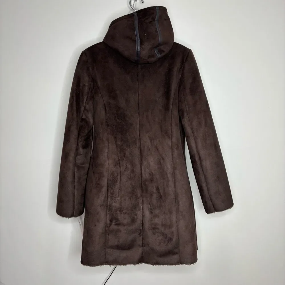 Via Spiga Deadstock 90s Y2K vintage brown espresso Long Coat size small NWT new - Picture 3 of 10
